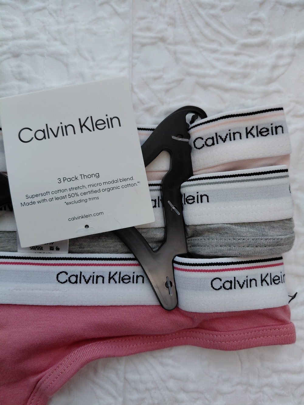 Calvin Klein Dusty Rose,Light Pink & Gray Thong 3-Pack Sz S - Picture 6 of 9